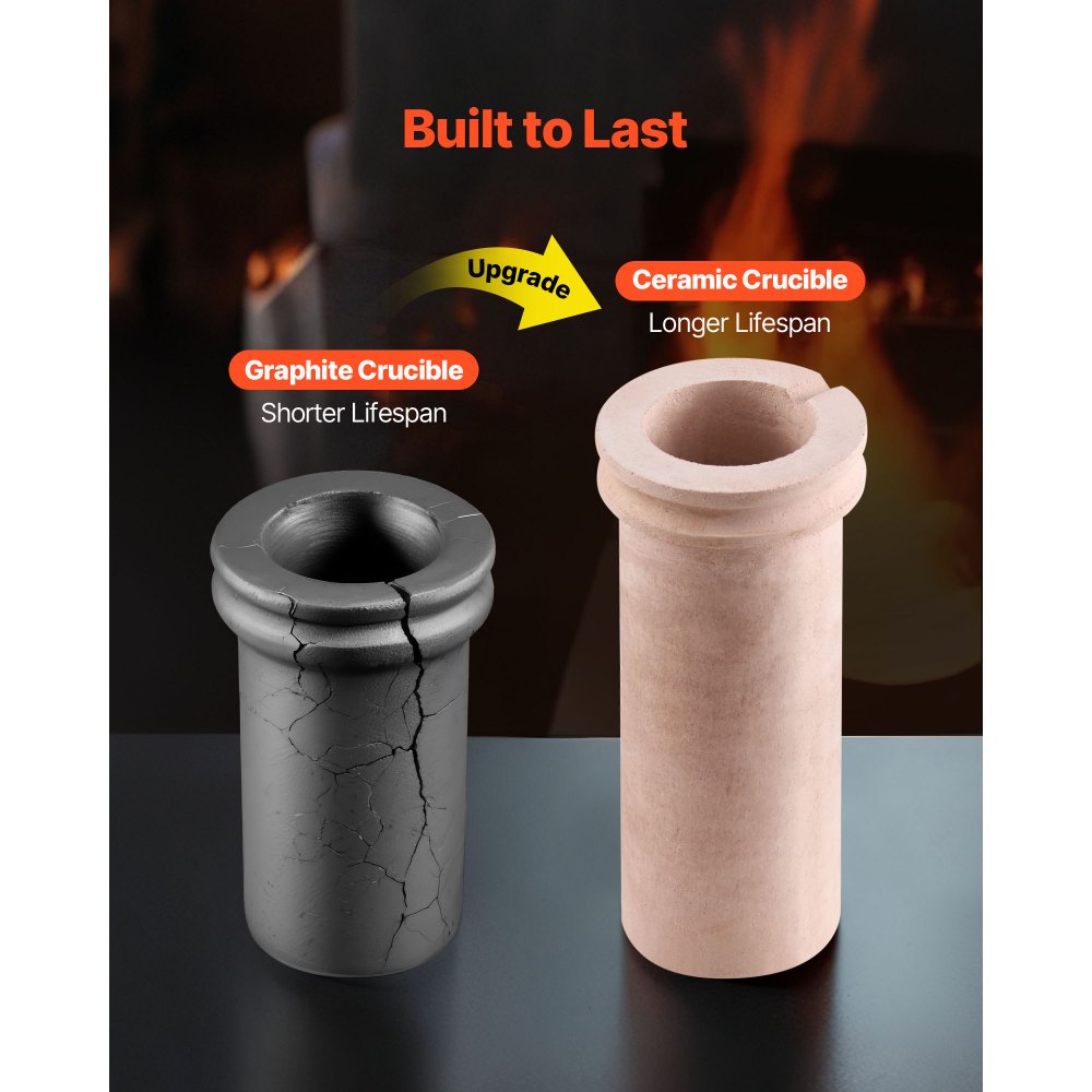 Horno de fusión eléctrico VEVOR, 1350 W, máquina de fundición de metales a 2102 °F/1150 °C con crisol cerámico de 3 kg, kit de fundición de oro para joyería, barras y componentes metálicos.