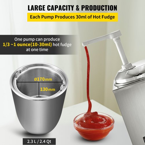 Calentador de chocolate caliente VEVOR con bomba   Dispensador de chocolate caliente Dispensador de queso caliente de 2,6 qt