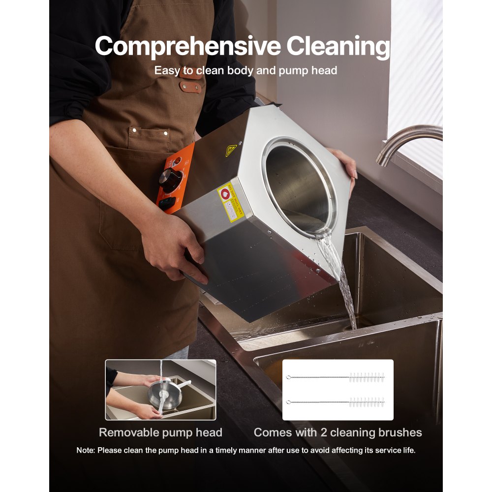 Dispensador de queso eléctrico VEVOR con bomba, calentador comercial de 2,4 L para salsa de queso nacho, temperatura ajustable de 30 a 114 °C, para salsa de queso y caramelo.