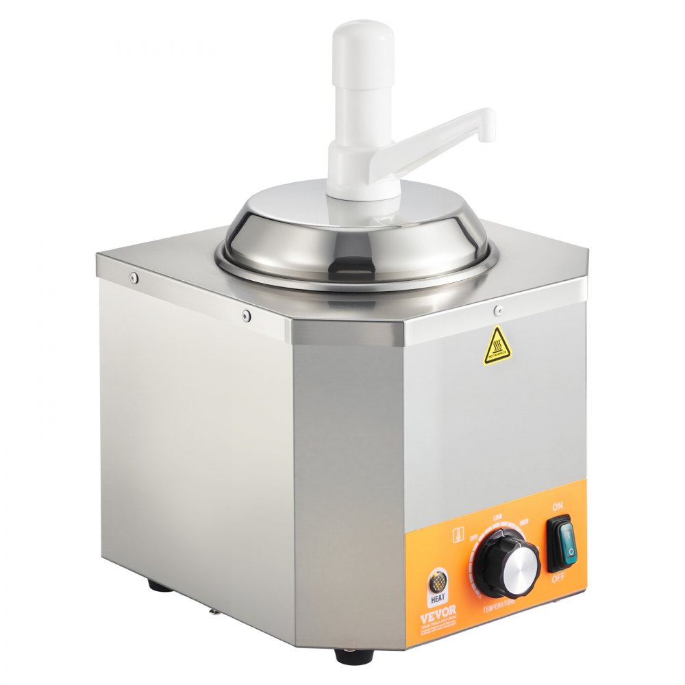 Dispensador de queso eléctrico VEVOR con bomba, calentador comercial de 2,4 L para salsa de queso nacho, temperatura ajustable de 30 a 114 °C, para salsa de queso y caramelo.