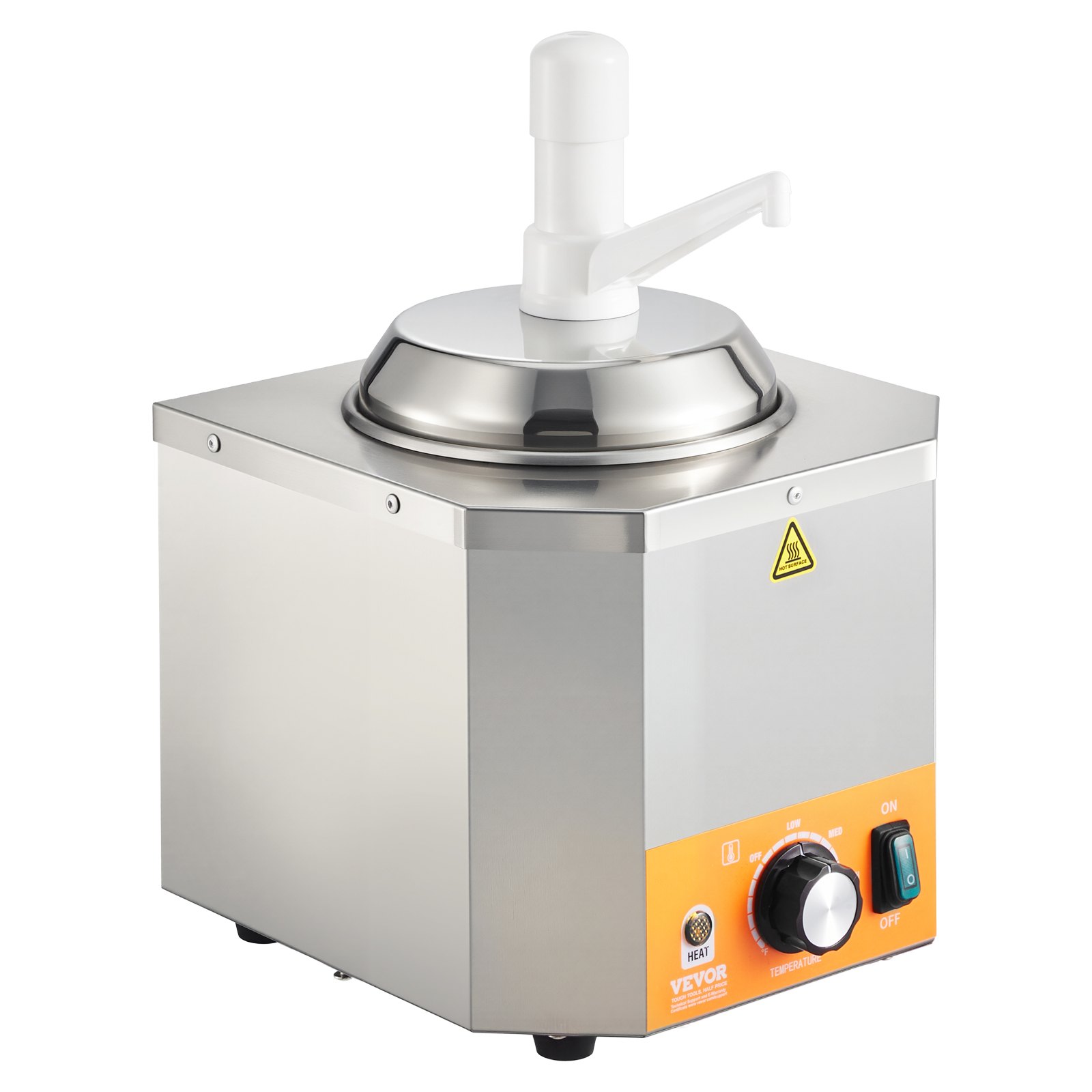 Dispensador de queso eléctrico VEVOR con bomba, calentador comercial de 2,4 L para salsa de queso nacho, temperatura ajustable de 30 a 114 °C, para salsa de queso y caramelo.