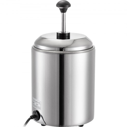 Fudge Warmer Hot Cheese Pump Acero inoxidable Nacho Cheese Warmer con bomba redonda