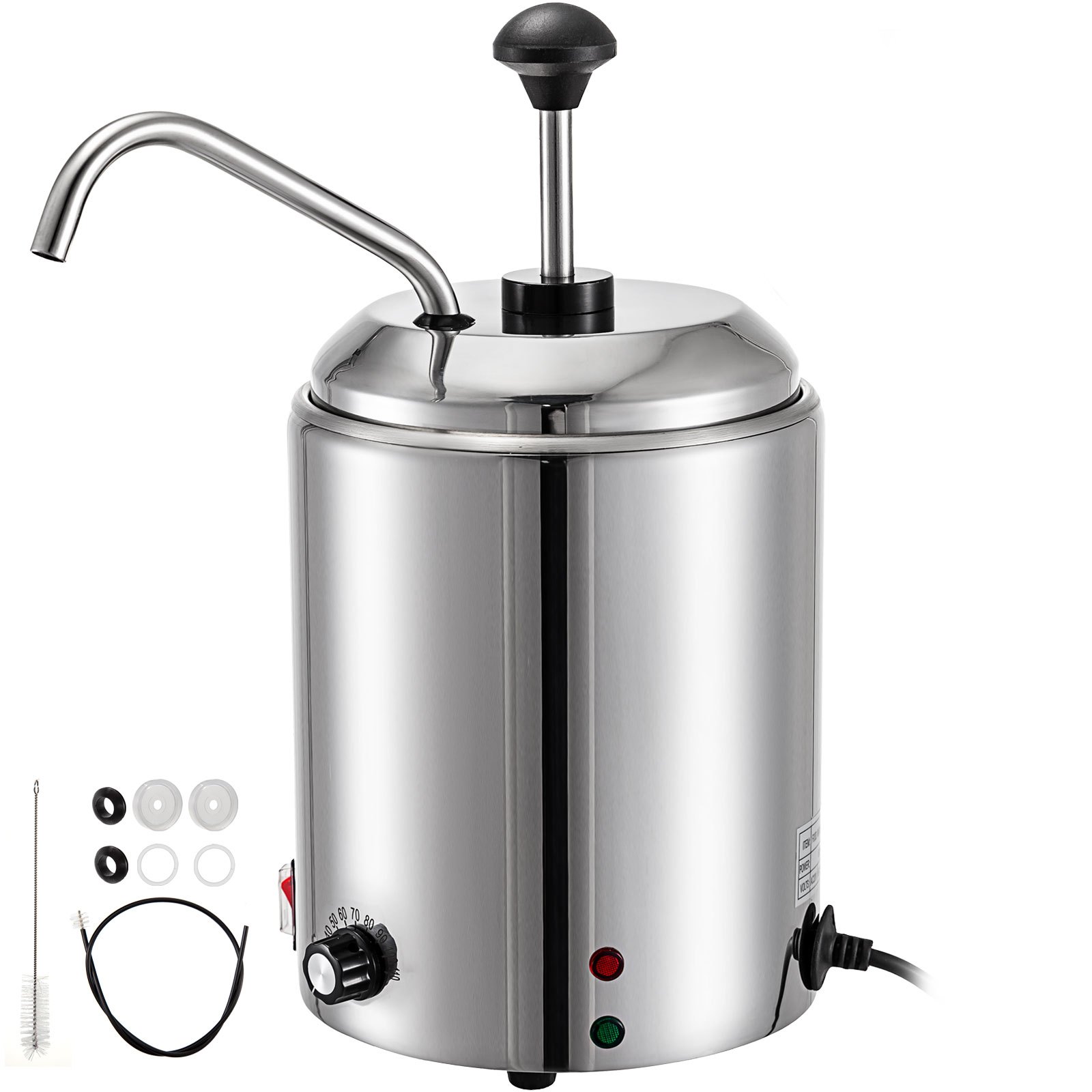 Dispensador de queso VEVOR de acero inoxidable con accesorios, pomo e indicadores led.