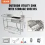 Fregadero de acero inoxidable VEVOR, juego de fregadero de cocina comercial de un solo tazón independiente con banco de trabajo, 39.4 x 19.1 x 37.4 en fregaderos comerciales de un solo tazón para garaje, restaurante, lavandería, certificado NSF