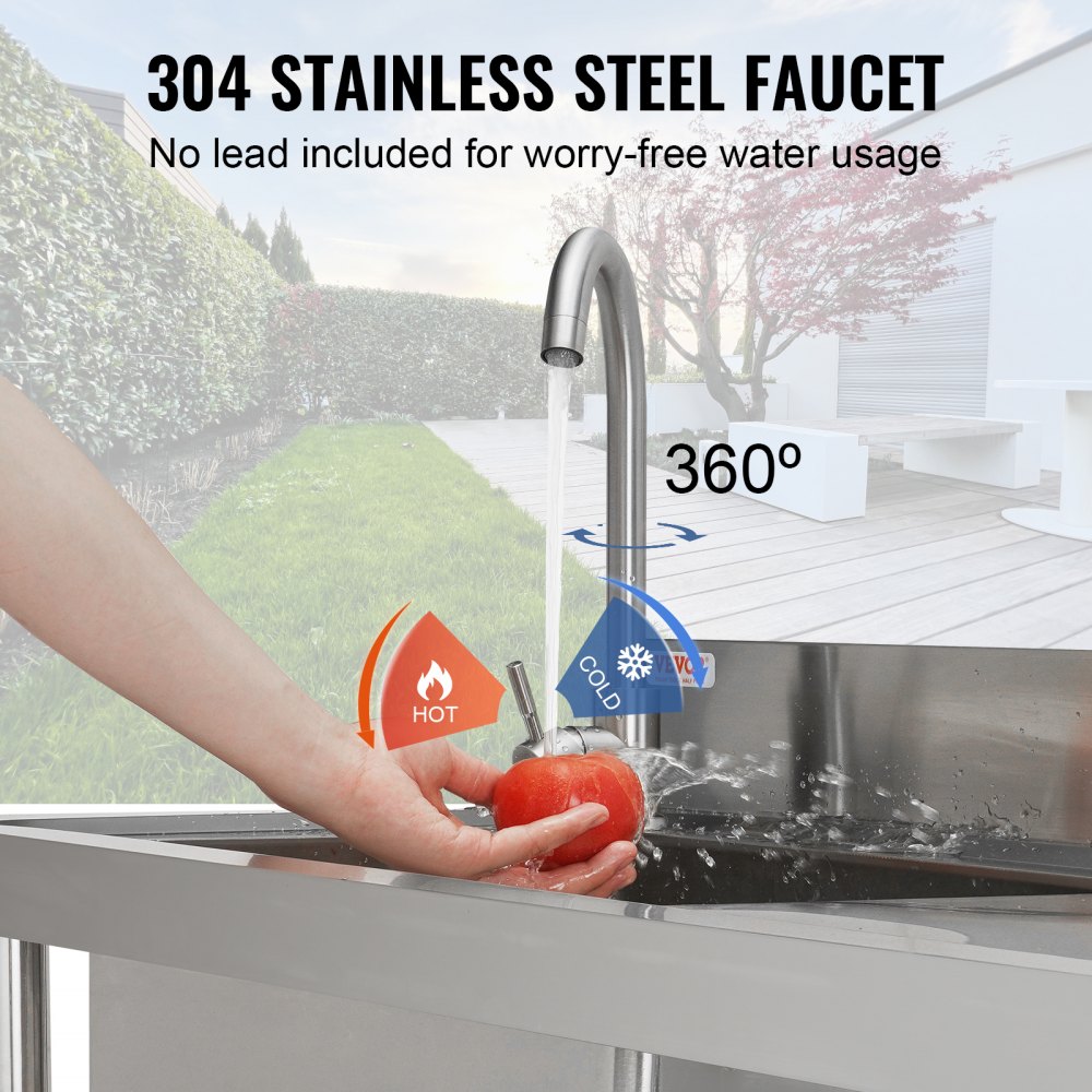 grifo de acero inoxidable 304 VEVOR con rotación de 360º y control de agua caliente/fría.