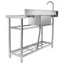 VEVOR Fregadero utilitario de acero inoxidable, fregadero pequeño independiente de 1 compartimento con grifo y patas para banco de trabajo, fregaderos comerciales de un solo tazón de 39,4 x 19,1 x 37,4 pulgadas para garaje, restaurante, lavandería