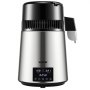 Destilador de agua VEVOR con cuerpo de acero inoxidable, pantalla digital y pico de vertido fácil.