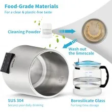 Destilador de agua VEVOR de 1,1 galones, 0,3 galones por hora, 750 W, máquina para hacer agua destilada, temporizador de 0 a 99 horas, pantalla de temperatura dual, destilador de encimera de acero inoxidable 304, polvo de limpieza de jarra de vidrio, 3 paquetes de carbón, plateado