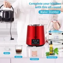 Destilador de agua VEVOR de 1,1 galones, 0,3 galones por hora, 750 W, máquina para hacer agua destilada, temporizador de 0 a 99 horas, pantalla de temperatura dual, destilador de encimera de acero inoxidable 304, polvo de limpieza de jarra de vidrio, 3 paquetes de carbón, rojo