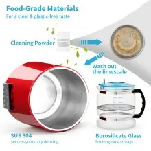 Destilador de agua VEVOR de 1,1 galones, 0,3 galones por hora, 750 W, máquina para hacer agua destilada, temporizador de 0 a 99 horas, pantalla de temperatura dual, destilador de encimera de acero inoxidable 304, polvo de limpieza de jarra de vidrio, 3 paquetes de carbón, rojo