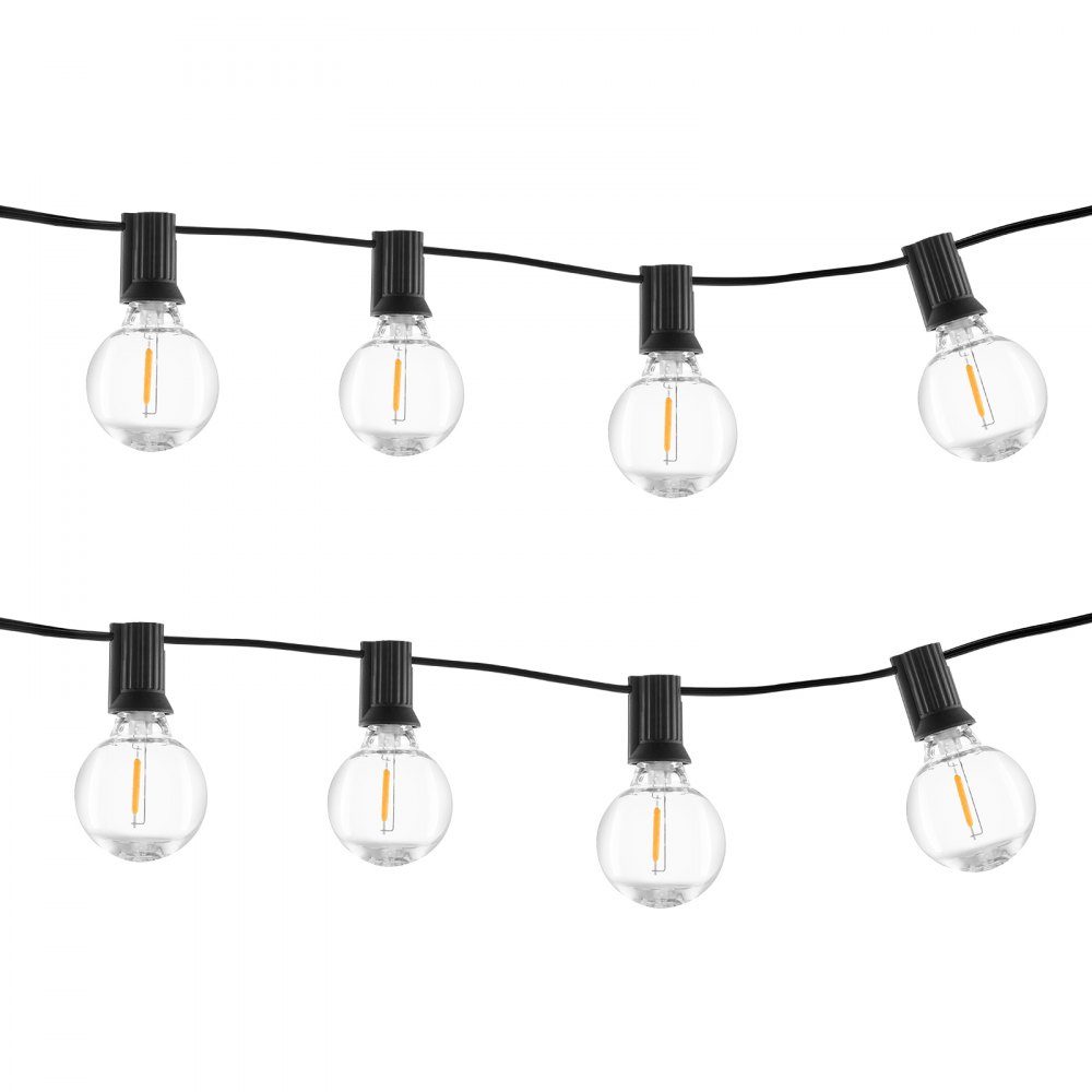VEVOR - Guirnalda de luces LED para exteriores (30,5 m, 2700 K, regulable, con 50 bombillas G40 irrompibles, casquillo E12), impermeable, para porche, patio, jardín, balcón, decoración de fiestas