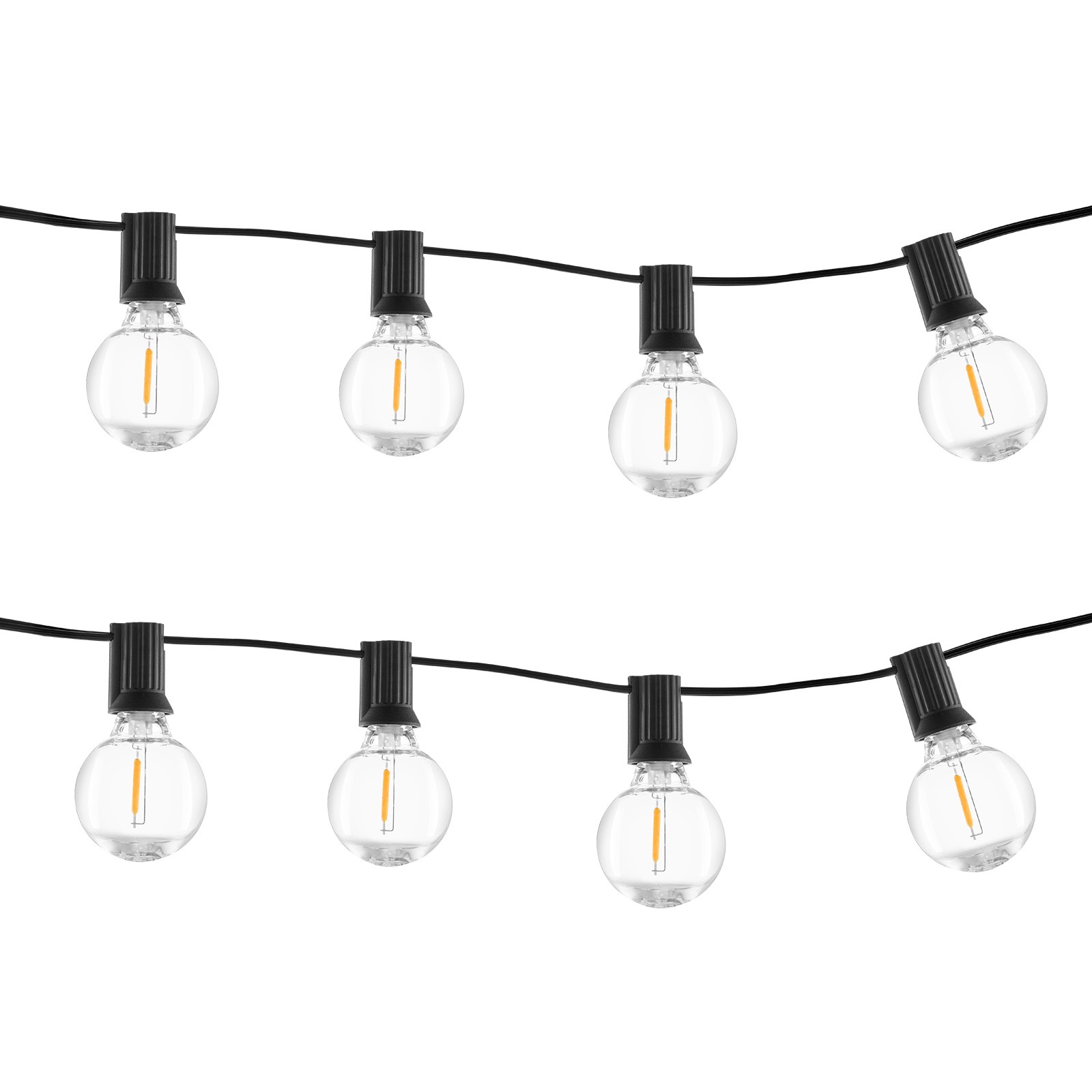 VEVOR - Guirnalda de luces LED para exteriores (30,5 m, 2700 K, regulable, con 50 bombillas G40 irrompibles, casquillo E12), impermeable, para porche, patio, jardín, balcón, decoración de fiestas