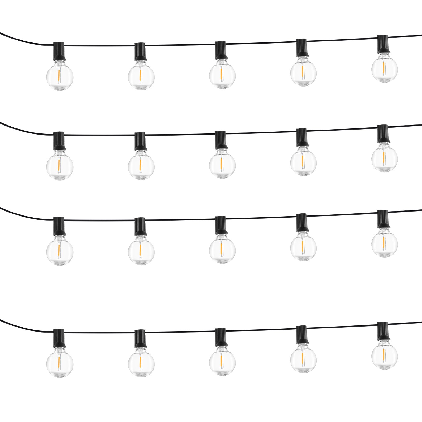 VEVOR - Guirnalda de luces LED para exteriores (30,5 m, 2700 K, regulable, con 50 bombillas G40 irrompibles, casquillo E12), impermeable, para porche, patio, jardín, balcón, decoración de fiestas