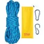 Cuerda de escalada estática VEVOR de 10,5 mm, 9,7 m (32 pies), para exteriores, con tensión de rotura de 25 kN, cuerda de fibra con mosquetones de acero para escape, rapel y rescate de incendios, color azul.