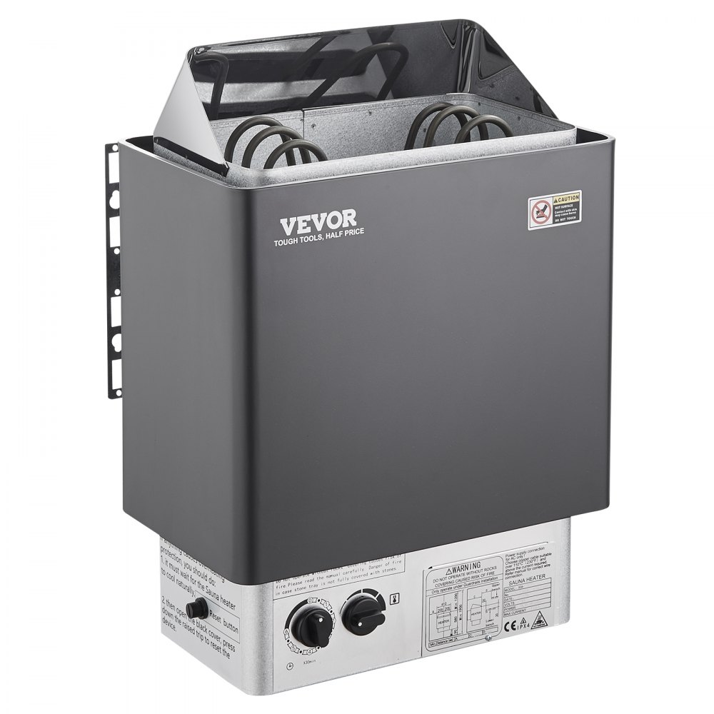 Calentador de sauna VEVOR, estufa eléctrica de 3 kW y 220 V, con controles integrados, temporizador de 3 h y temperatura ajustable para un máximo de 70-141 pies cúbicos, ideal para duchas de spa, hoteles y hogares.