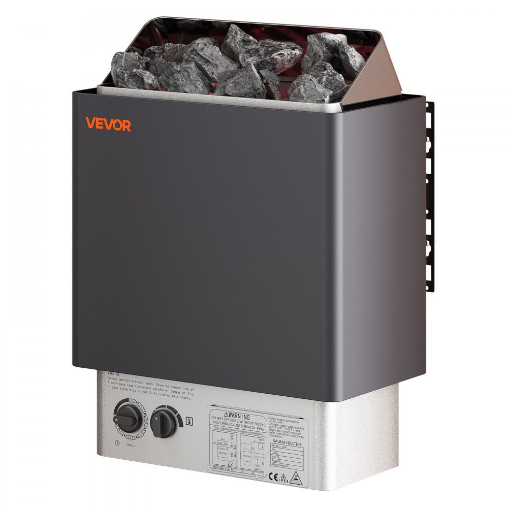VEVOR Sauna Heater, 4.5KW 220V Electric Sauna Stove, Steam Bath Sauna Heater with Built-In Controls, 3h Timer and Adjustable Temp for Max. 105-210 Cubic Feet, Home Hotel Spa Shower Use