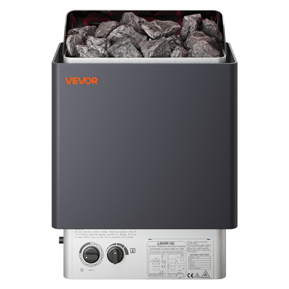 VEVOR Sauna Heater, 4.5KW 220V Electric Sauna Stove, Steam Bath Sauna Heater with Built-In Controls, 3h Timer and Adjustable Temp for Max. 105-210 Cubic Feet, Home Hotel Spa Shower Use