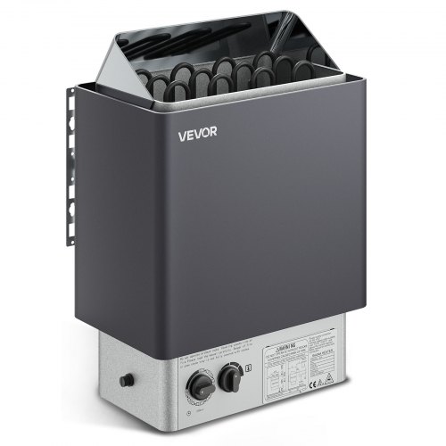 Calentador de sauna VEVOR, estufa eléctrica de 6 kW y 220 V, con controles integrados, temporizador de 3 h y temperatura ajustable para un máximo de 176-318 pies cúbicos, ideal para duchas de spa, hoteles y hogares.