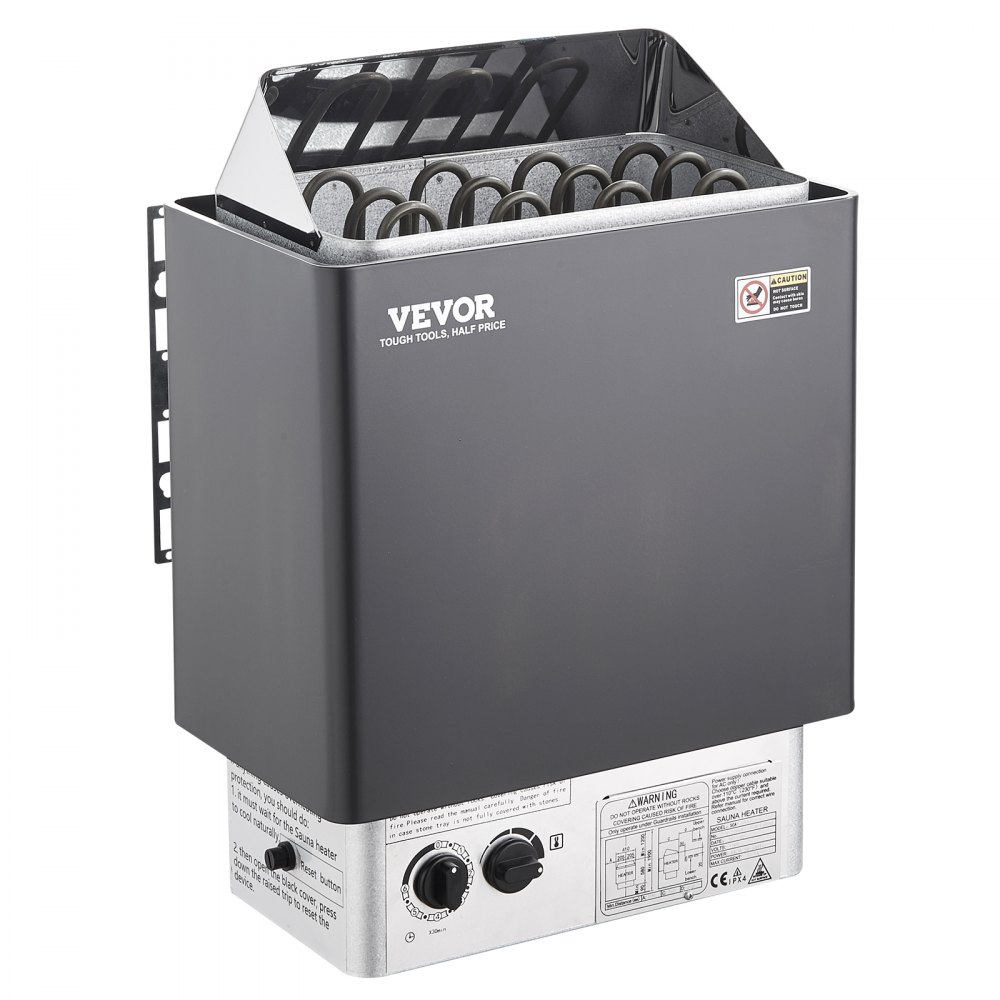 VEVOR Calentador de sauna, estufa de sauna eléctrica de 6 KW 220 V, calentador de sauna de baño de vapor con controles incorporados, temporizador de 3 h y temperatura ajustable para máx. 176-318 pies cúbicos, uso de ducha de spa en hoteles en casa, certificación FCC