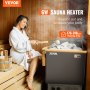 VEVOR Calentador de sauna, estufa de sauna eléctrica de 6 KW 220 V, calentador de sauna de baño de vapor con controles incorporados, temporizador de 3 h y temperatura ajustable para máx. 176-318 pies cúbicos, uso de ducha de spa en hoteles en casa, certificación FCC