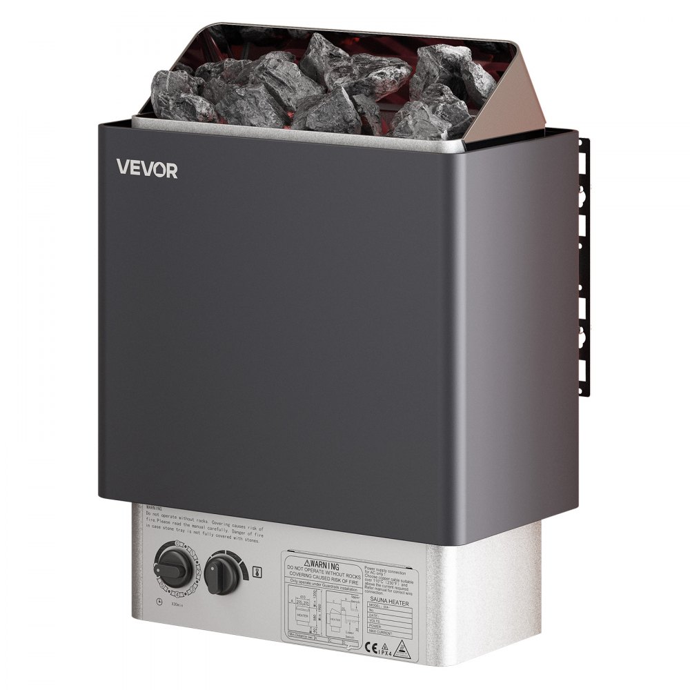 Calentador de sauna VEVOR de 9 kW, con controles integrados, estufa eléctrica, temporizador de 3 h y temperatura ajustable para un máximo de 317-459 pies cúbicos, ideal para duchas de spa, hoteles y hogares, 220 V