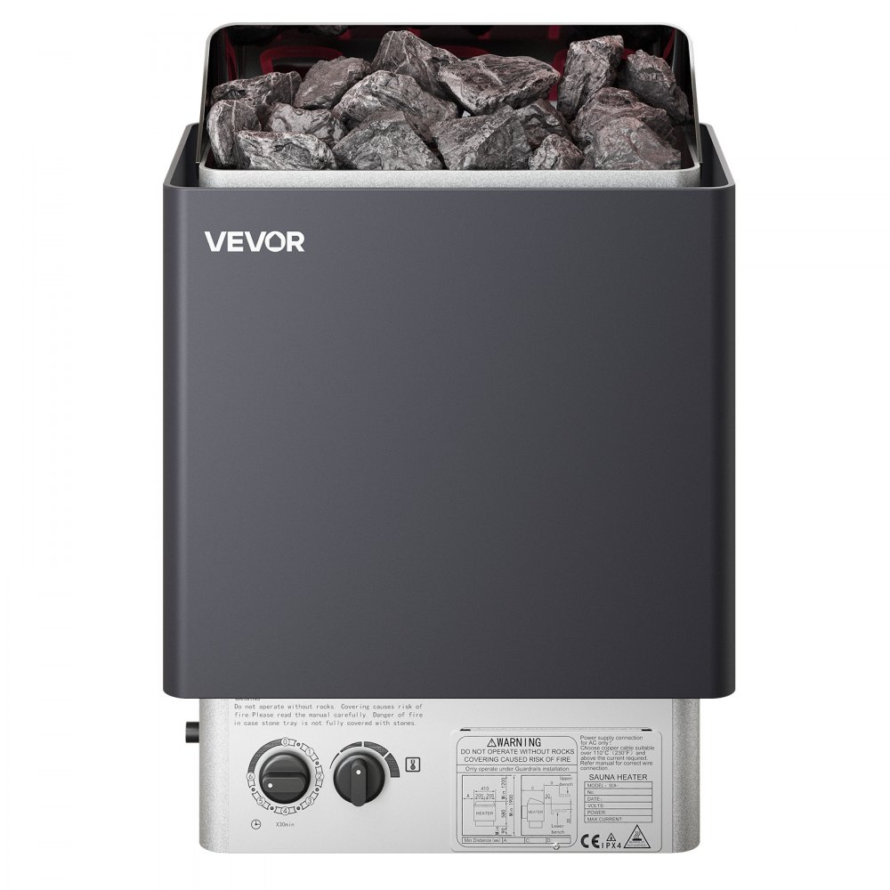 Calentador de sauna VEVOR de 9 kW, con controles integrados, estufa eléctrica, temporizador de 3 h y temperatura ajustable para un máximo de 317-459 pies cúbicos, ideal para duchas de spa, hoteles y hogares, 220 V