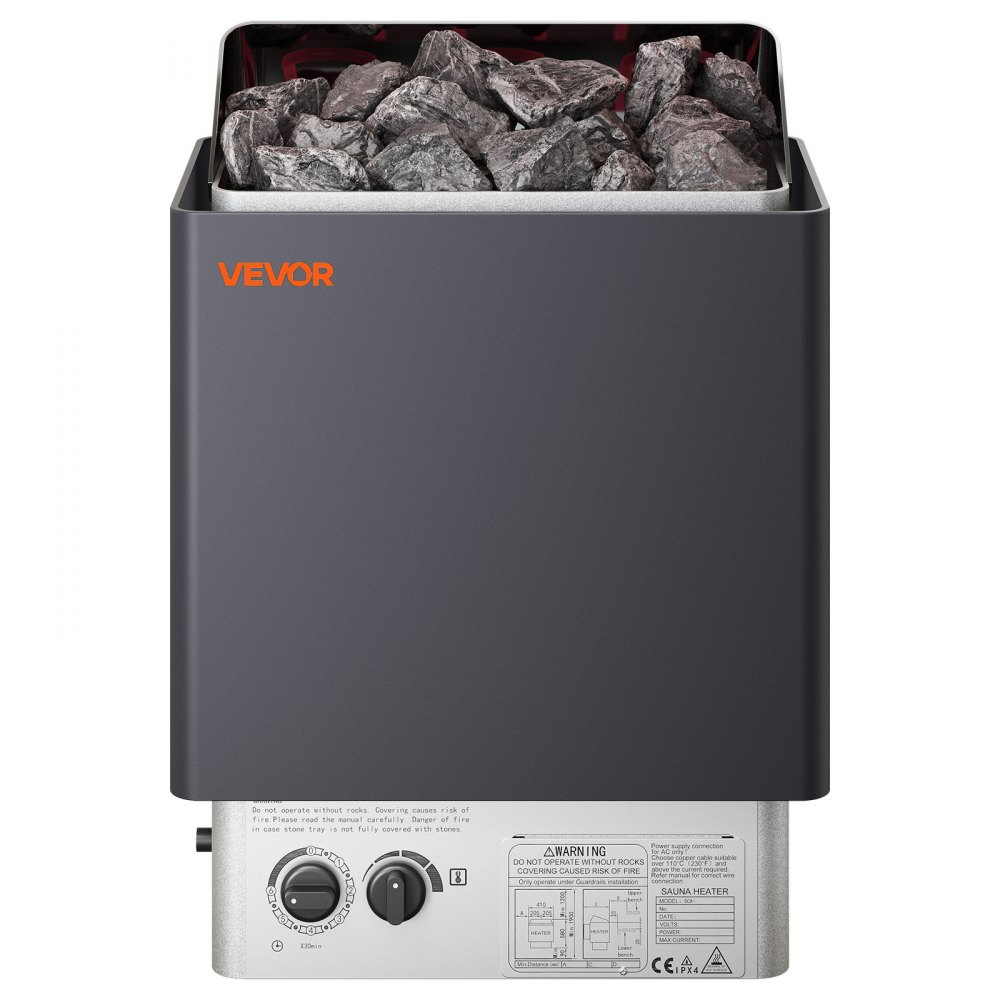 Calentador de sauna VEVOR de 9 kW, con controles integrados, estufa eléctrica, temporizador de 3 h y temperatura ajustable para un máximo de 317-459 pies cúbicos, ideal para duchas de spa, hoteles y hogares, 220 V
