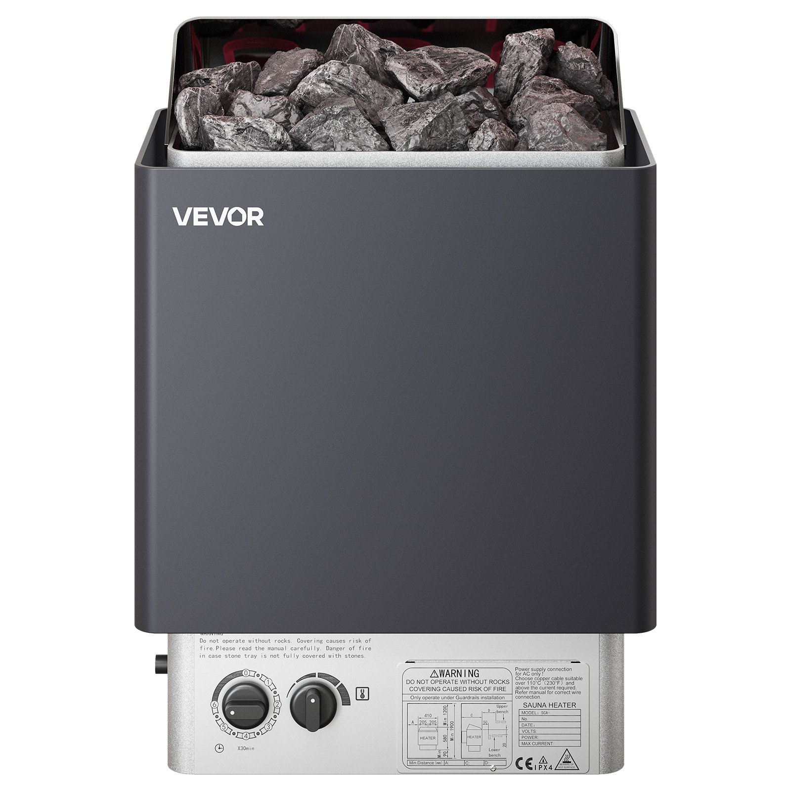 Calentador de sauna VEVOR de 9 kW, con controles integrados, estufa eléctrica, temporizador de 3 h y temperatura ajustable para un máximo de 317-459 pies cúbicos, ideal para duchas de spa, hoteles y hogares, 220 V