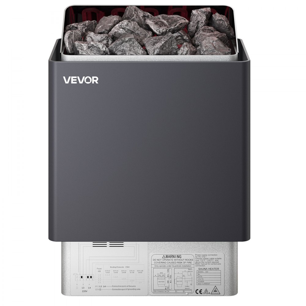 VEVOR Sauna Heater, 9KW 220V Electric Sauna Stove, Steam Bath Sauna Heater with External Digital Controller, 3h Timer and Adjustable Temp for Max. 317-459 Cubic Feet, Home Hotel Spa Shower Use