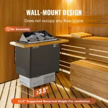 VEVOR Calentador de Sauna, Estufa de Sauna Eléctrica de 9KW 220V, Calentador de Sauna de Baño de Vapor con Controlador Digital Externo, Temporizador de 3h y Temperatura Ajustable para Máx. 317-459 pies cúbicos, uso de ducha de spa en hoteles en casa, certificación FCC