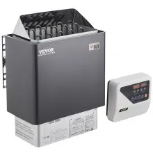 VEVOR Calentador de Sauna, Estufa de Sauna Eléctrica de 9KW 220V, Calentador de Sauna de Baño de Vapor con Controlador Digital Externo, Temporizador de 3h y Temperatura Ajustable para Máx. 317-459 pies cúbicos, uso de ducha de spa en hoteles en casa, certificación FCC