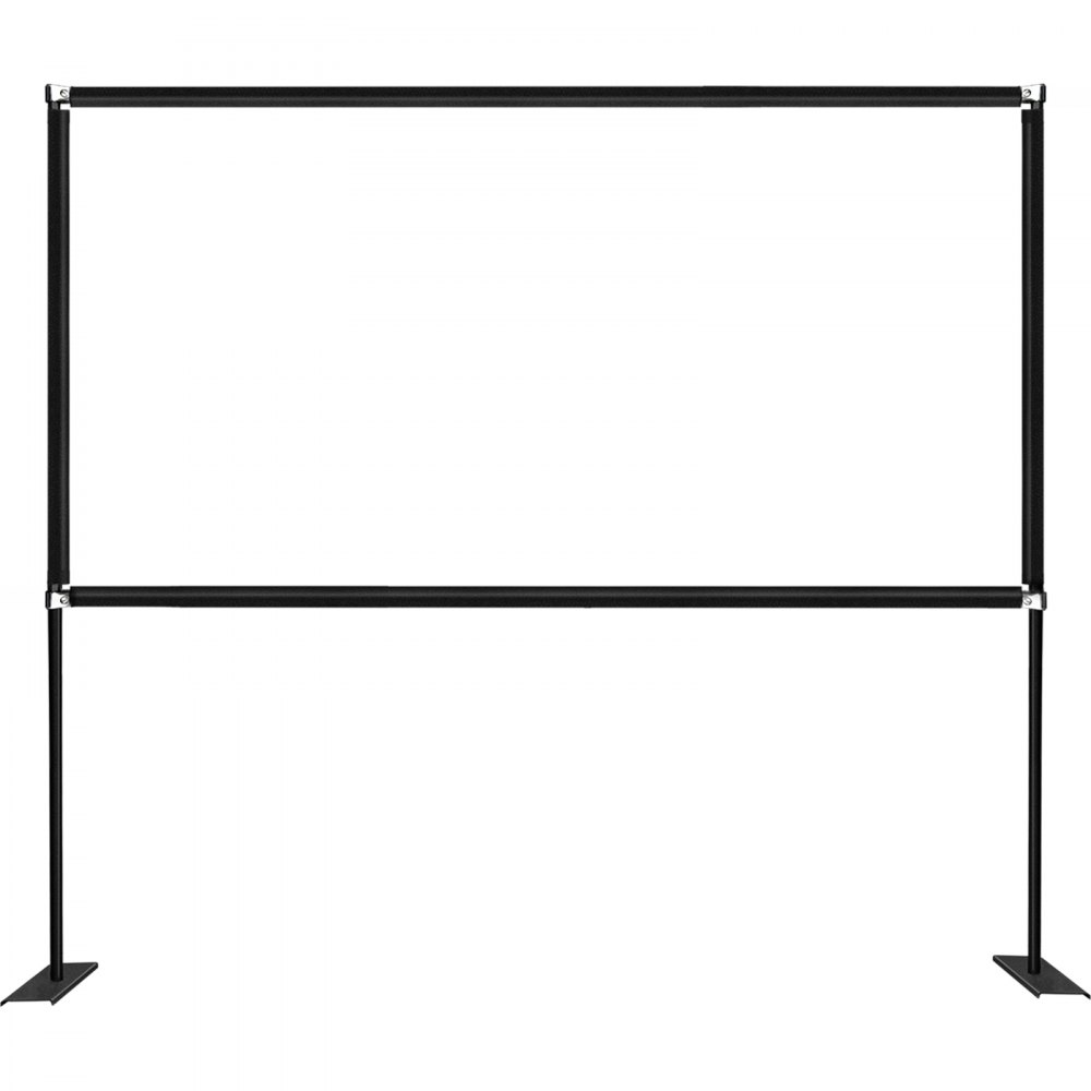 Pantalla de proyector VEVOR de 100 pulgadas con marco negro y soporte.