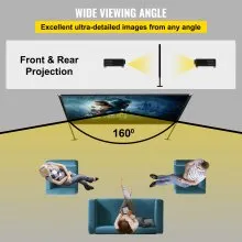 VEVOR Pantalla Proyector Portátil Pantalla de Proyector con Soporte 394,2 cm