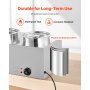 Calentador de sopa eléctrico VEVOR, dos ollas redondas de acero inoxidable de 6.34 cuartos de galón con temperatura ajustable de 86 a 185 °F, baño maría comercial de 1200 W compatible con sartenes, estación de sopa para restaurante y bufé.