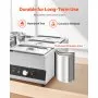 Calentador de sopa eléctrico VEVOR, dos ollas de 6.34 qt y tres sartenes de 1/3, calentador de alimentos comercial de acero inoxidable con temperatura ajustable de 86 a 185 °F, baño maría de 1500 W, estación de sopa para restaurante y bufé.