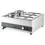 Calentador de sopa eléctrico VEVOR, dos ollas de 6.34 qt y tres sartenes de 1/3, calentador de alimentos comercial de acero inoxidable con temperatura ajustable de 86 a 185 °F, baño maría de 1500 W, estación de sopa para restaurante y bufé.