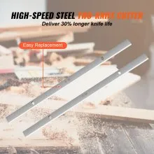 Cepilladora de espesor VEVOR, velocidad única, cepilladora de mesa de trabajo de 13" de ancho, dos cuchillas, motor potente de 15 amperios y 1800 W, mesa de alimentación extendida de 12", bajo nivel de ruido para la eliminación de materiales de madera blanda y dura