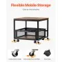 VEVOR - Mini refrigerador con soporte y almacenamiento, mesa de 89 kg con carrito de almacenamiento móvil y ruedas giratorias, soporte para bebidas, organizador para el hogar, dormitorio, marrón claro
