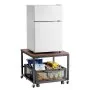 VEVOR - Mini refrigerador con soporte y almacenamiento, mesa de 89 kg con carrito de almacenamiento móvil y ruedas giratorias, soporte para bebidas, organizador para el hogar, dormitorio, marrón oscuro