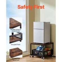 Mini refrigerador de 198 libras con carrito de almacenamiento y ruedas giratorias marrón oscuro