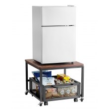 Mini refrigerador de 198 libras con carrito de almacenamiento y ruedas giratorias marrón oscuro