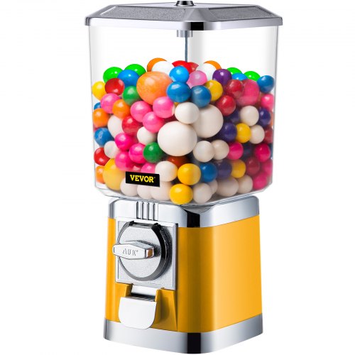 VEVOR Gumball Machine Gumball Coin Bank Vintage PC Máquina expendedora Soporte Amarillo