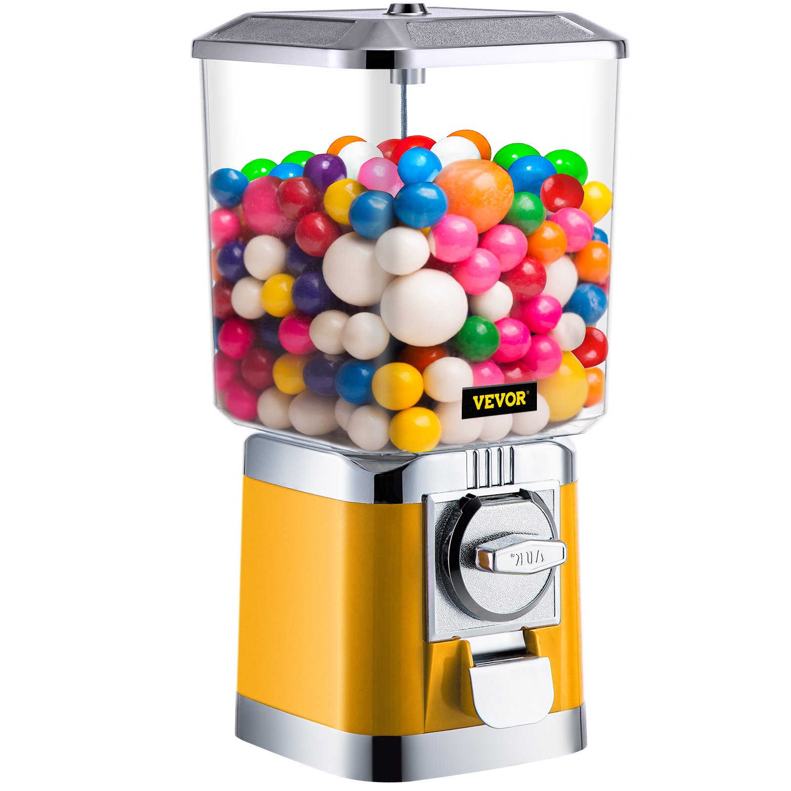 VEVOR Gumball Machine Gumball Coin Bank Vintage PC Máquina expendedora Soporte Amarillo