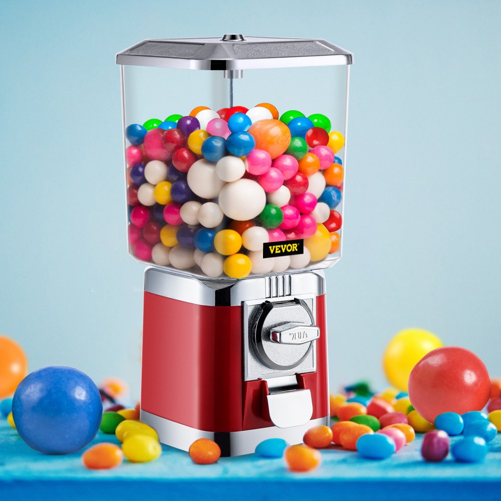 VEVOR Gumball Machine Gumball Coin Bank Vintage PC Máquina expendedora Soporte Rojo
