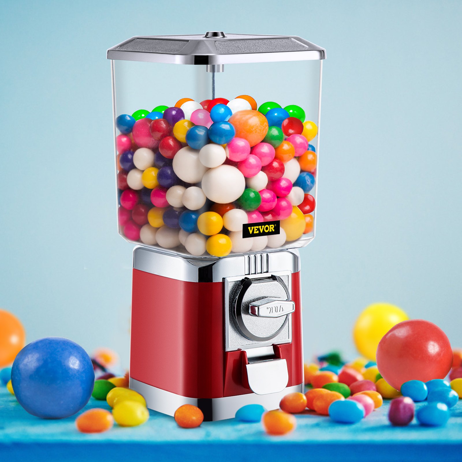 VEVOR Gumball Machine Gumball Coin Bank Vintage PC Máquina expendedora Soporte Rojo