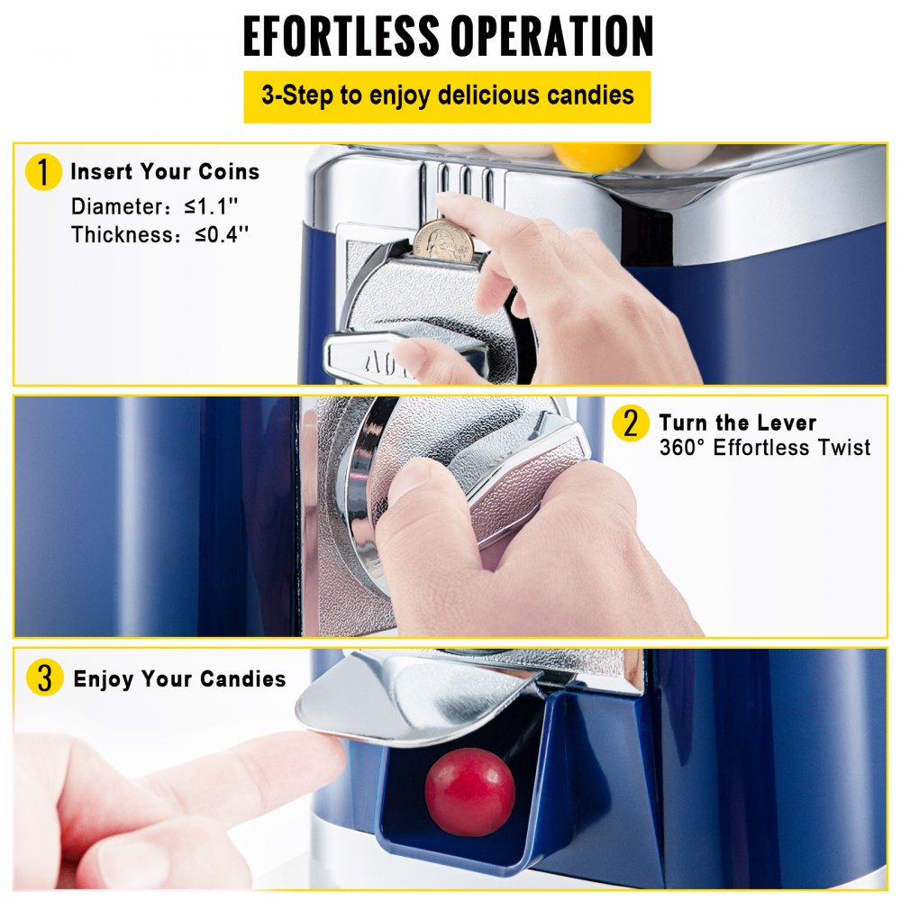 Máquina expendedora VEVOR, banco de chicles clásico, gran capacidad de carga, máquina de chicles de caramelo, mini máquinas expendedoras, máquina dispensadora de chicles para niños, perfecta para cumpleaños, Navidad y fiestas infantiles