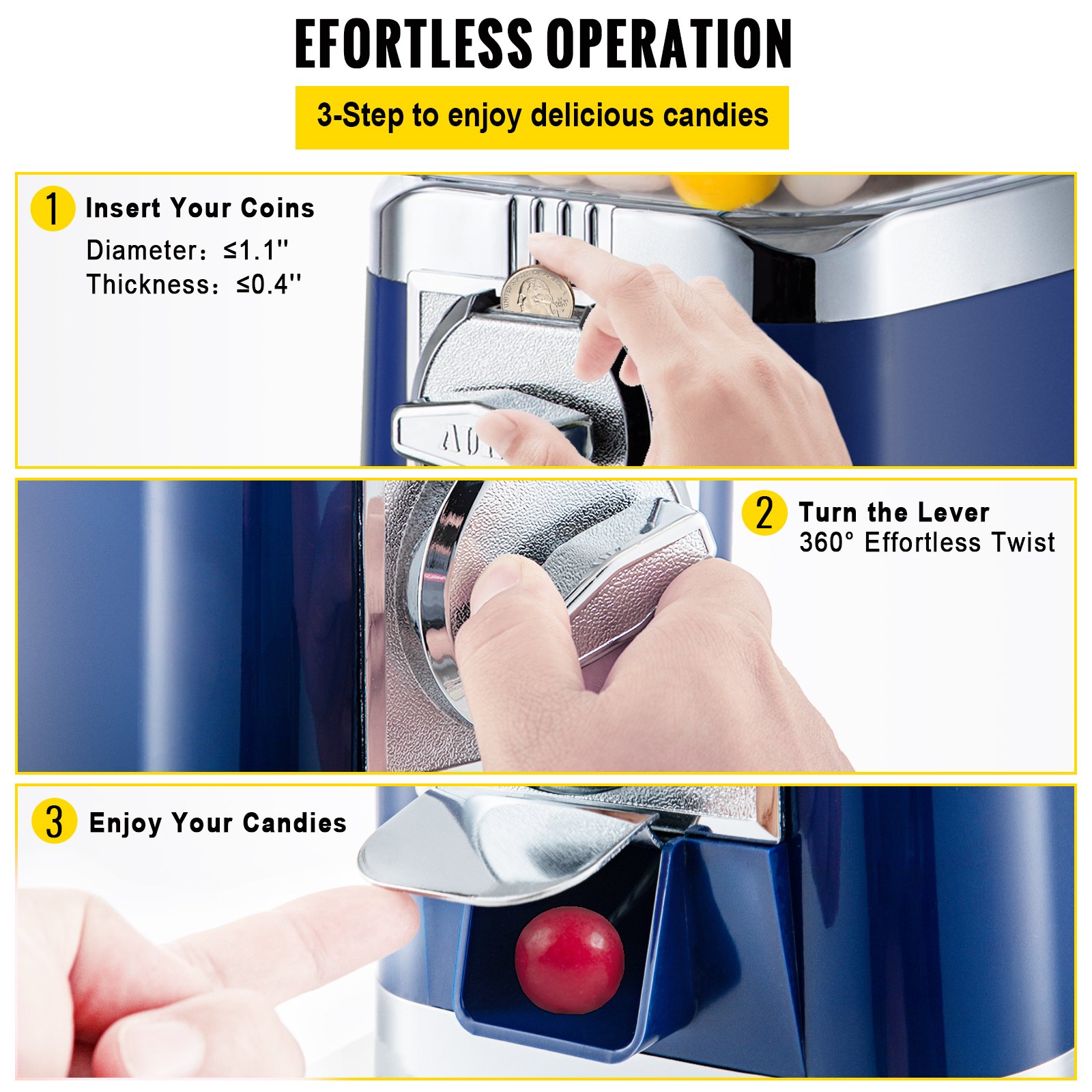 Máquina expendedora VEVOR, banco de chicles clásico, gran capacidad de carga, máquina de chicles de caramelo, mini máquinas expendedoras, máquina dispensadora de chicles para niños, perfecta para cumpleaños, Navidad y fiestas infantiles