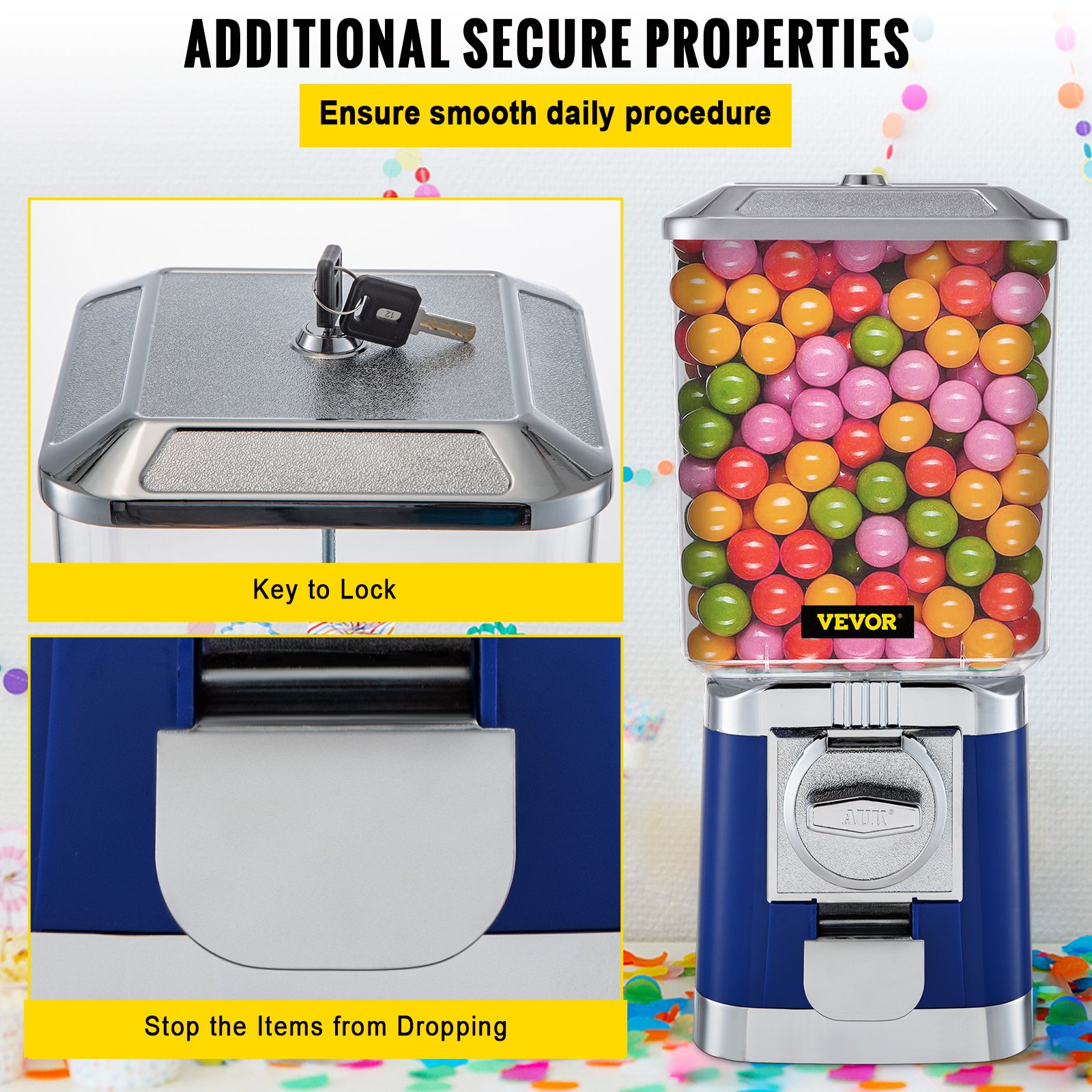 Máquina expendedora VEVOR, banco de chicles clásico, gran capacidad de carga, máquina de chicles de caramelo, mini máquinas expendedoras, máquina dispensadora de chicles para niños, perfecta para cumpleaños, Navidad y fiestas infantiles