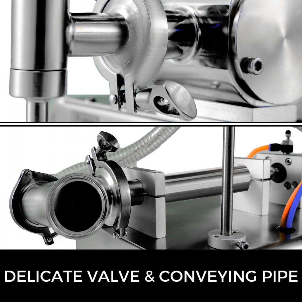Llenadora de líquidos neumática completa horizontal VEVOR, Llenadora de líquidos neumática semiautomática de 100-1000 ml, Máquina de llenado de líquidos de cabezal único, para varios líquidos