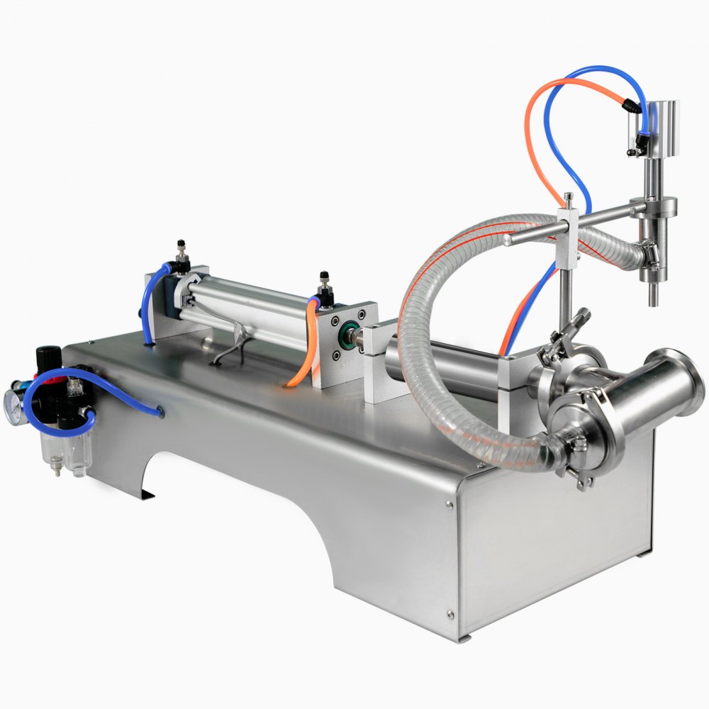 Llenadora de líquidos neumática completa horizontal VEVOR, Llenadora de líquidos neumática semiautomática de 100-1000 ml, Máquina de llenado de líquidos de cabezal único, para varios líquidos